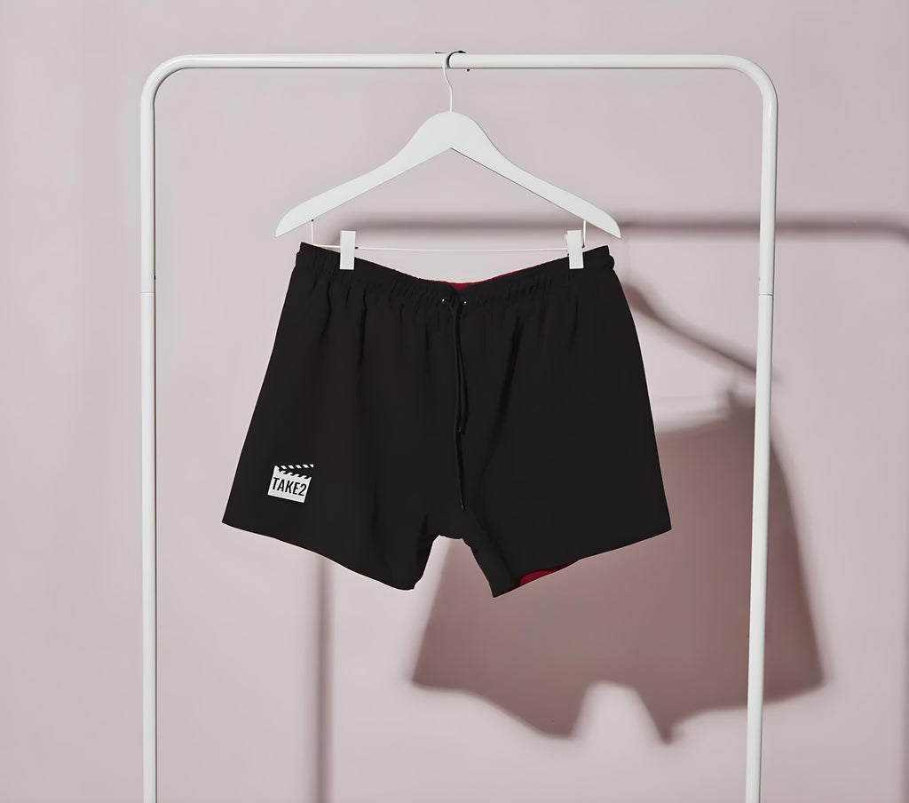 RED/BLACK BOARD-SHORTS